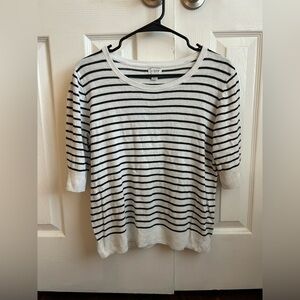 J. Crew Classic Black and White Striped Top